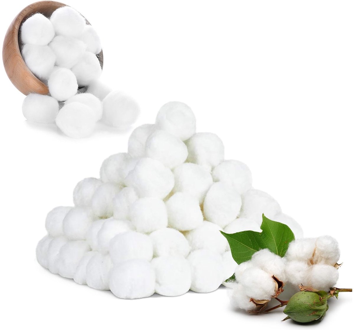 Dailygoods- Wattenballen 300 Stuks - Katoenen Wattenbolletjes - Zacht/Huidvriendelijk - Absorberend - Ontvettingsbehandeling - Kwaliteitscontrole - Make-up Watten