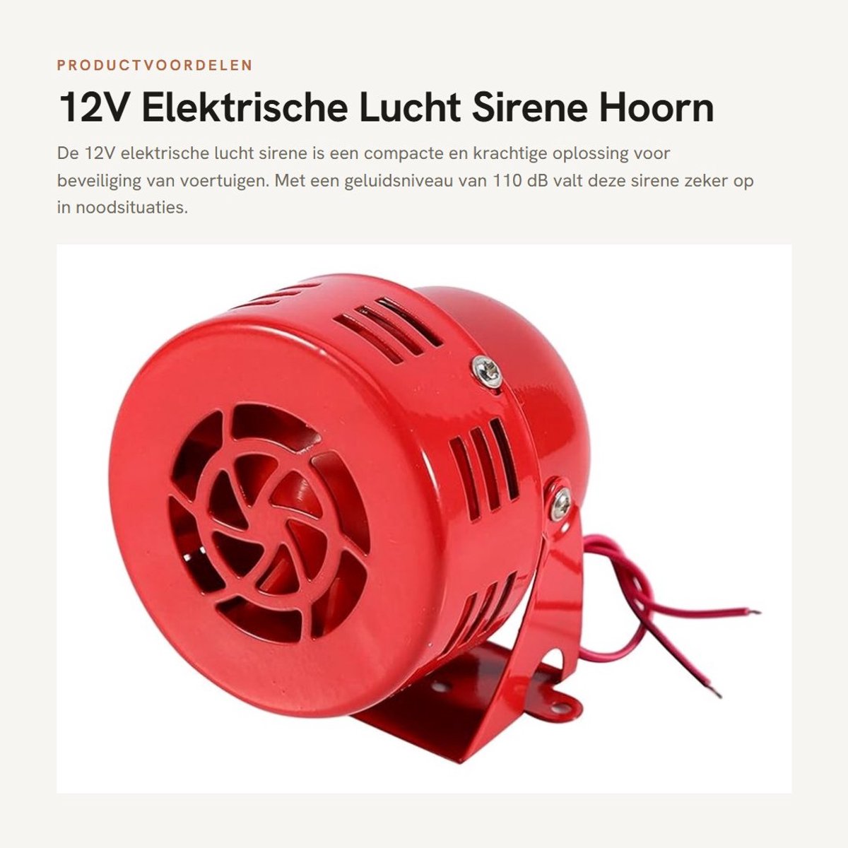 Dailygoods - 12V Elektrische Lucht Sirene Hoorn Alarm voor Beveiliging
