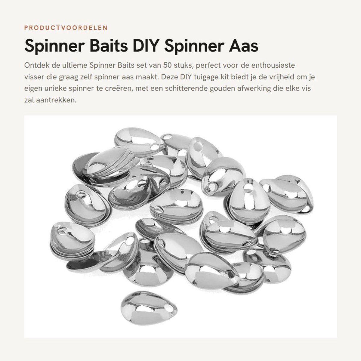 Dailygoods- Spinner Baits 50 Stuks - DIY Tuigage - Metalen Lepel - Roestvrij Staal - Goud/Zilver - Geschikt voor Visoogst - Visaas