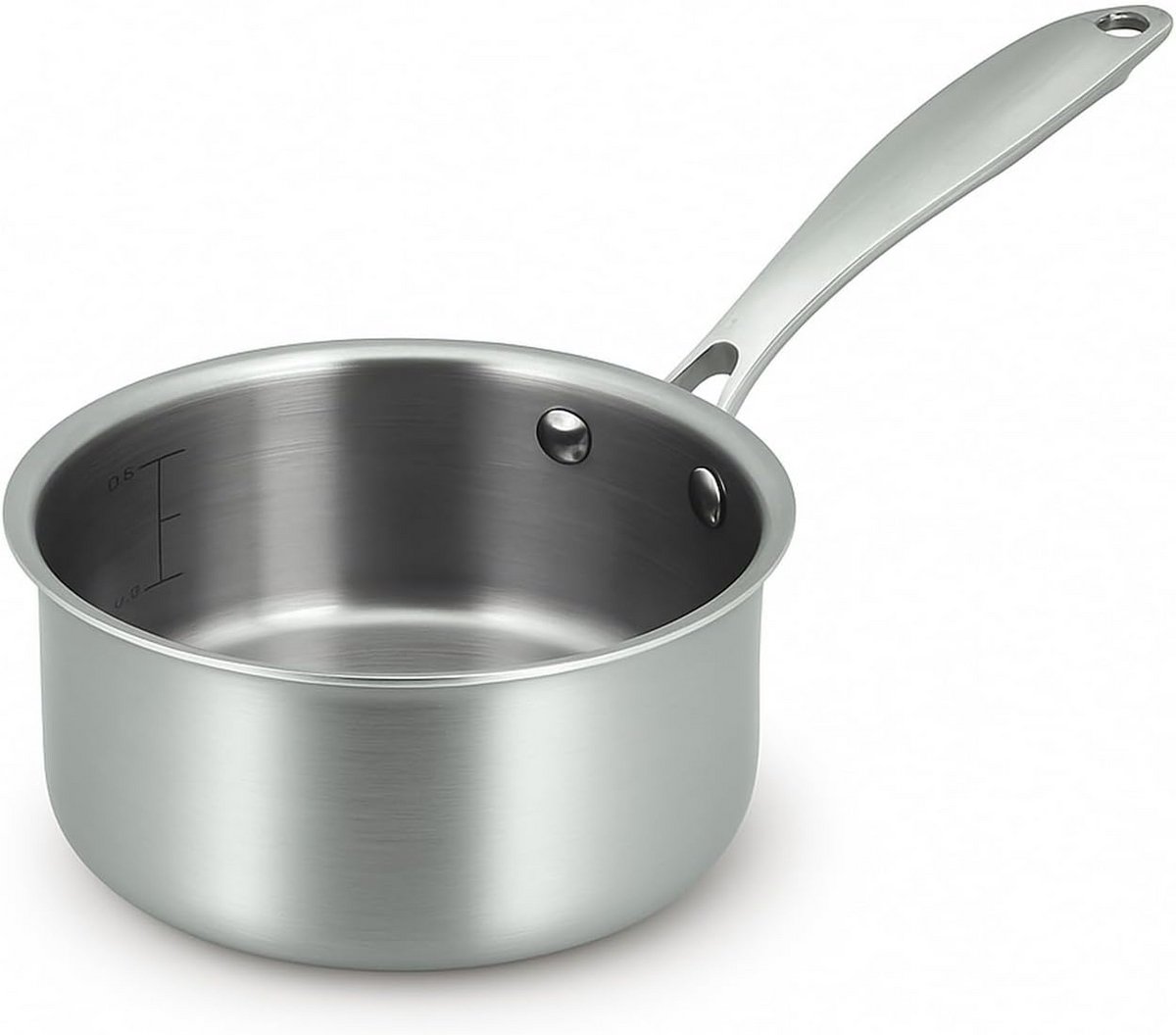 Kookpan Triply Roestvrij staal Koken op inductie Gelijkmatige warmteverdeling 16 cm Zilverkleurig