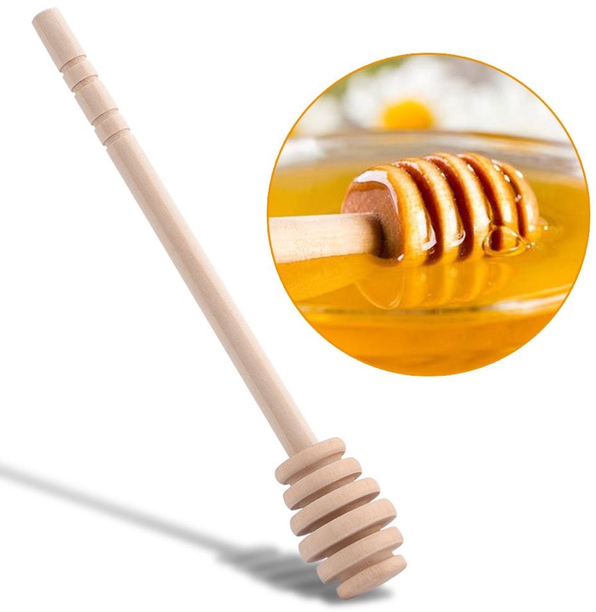 Dailygoods- Roerstaaf 50 Stuks - Houten Roerstaafjes - Mini Honingdipper - Vijf Maten - 8/10.5/15/16 cm - Optimale Dosering