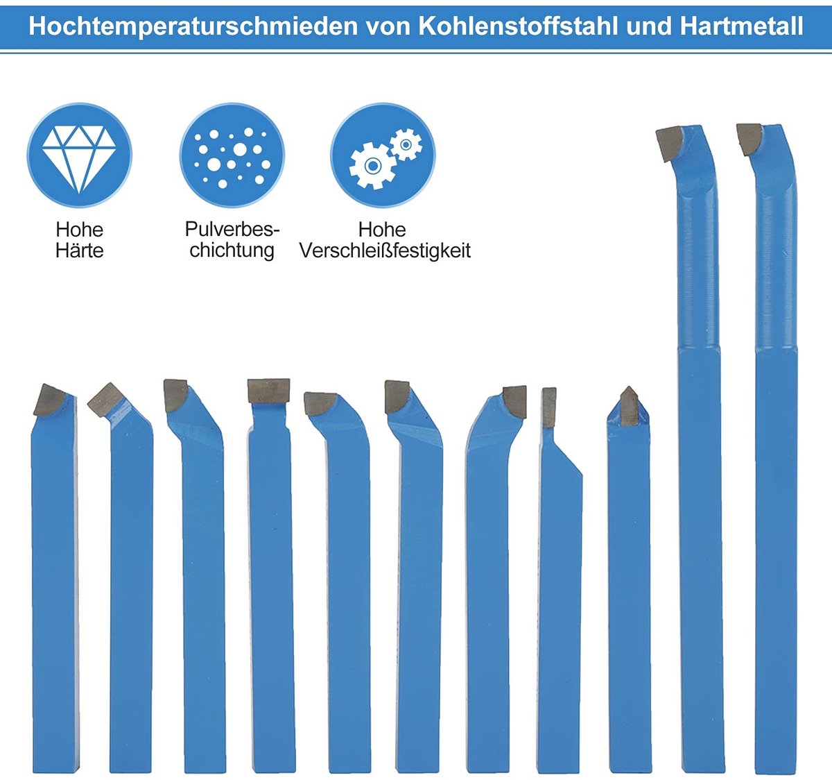 Dailygoods- Draaigereedschap 11-Delig - Metaal Draai-/Freesgereedschap - Hoogwaardige Hardheid - Duurzaam - Snelle Verwerking - Carbon Staal en Carbide - Draaigereedschappen