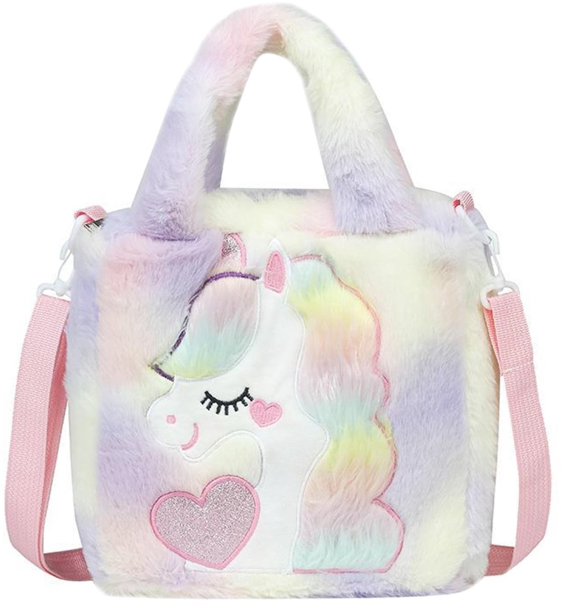 Dailygoods- Schoudertas Groot Capaciteit - Cartoon Dieren - Kindertas - Pluche - 26 x 27 x 9 cm - Zwart/Bruin
