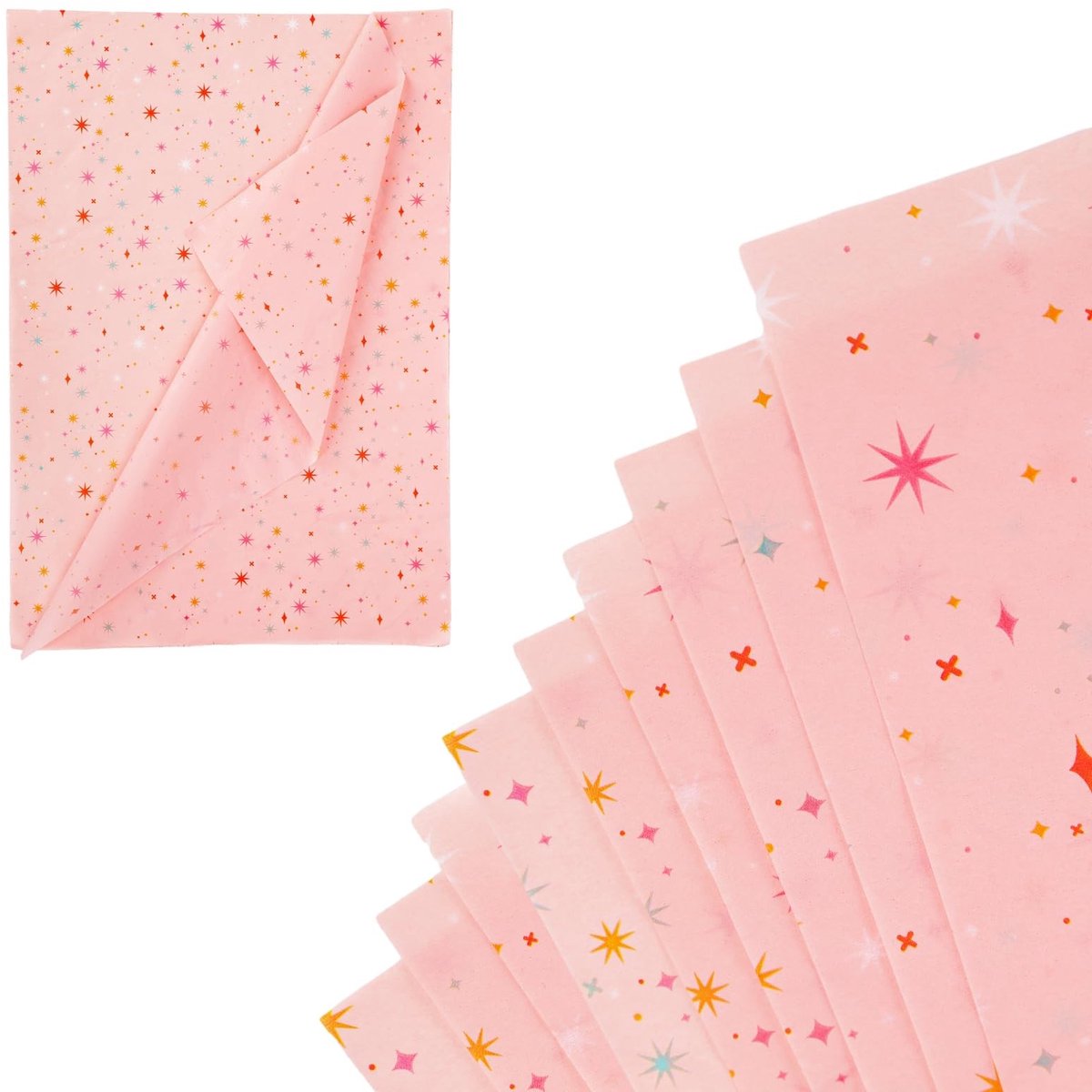 Dailygoods- Vloeipapier 30 Vellen - 50x35cm - Sterrenpatroon - Roze Decoratief - Cadeaupapier - Voor Verjaardag/Kerstmis - Inpakpapier