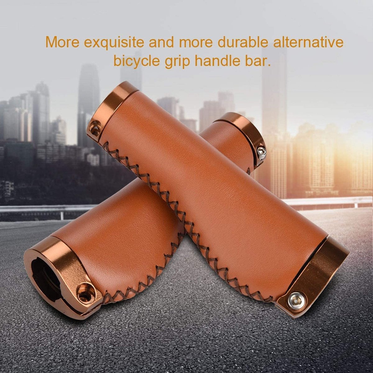 Dailygoods- Fietsgrepen PU Leer - Retro Fietshandgrepen - Afsluitbare Stuurgrepen - Antislip Grip - Lichtgewicht - Dual Lock Systeem