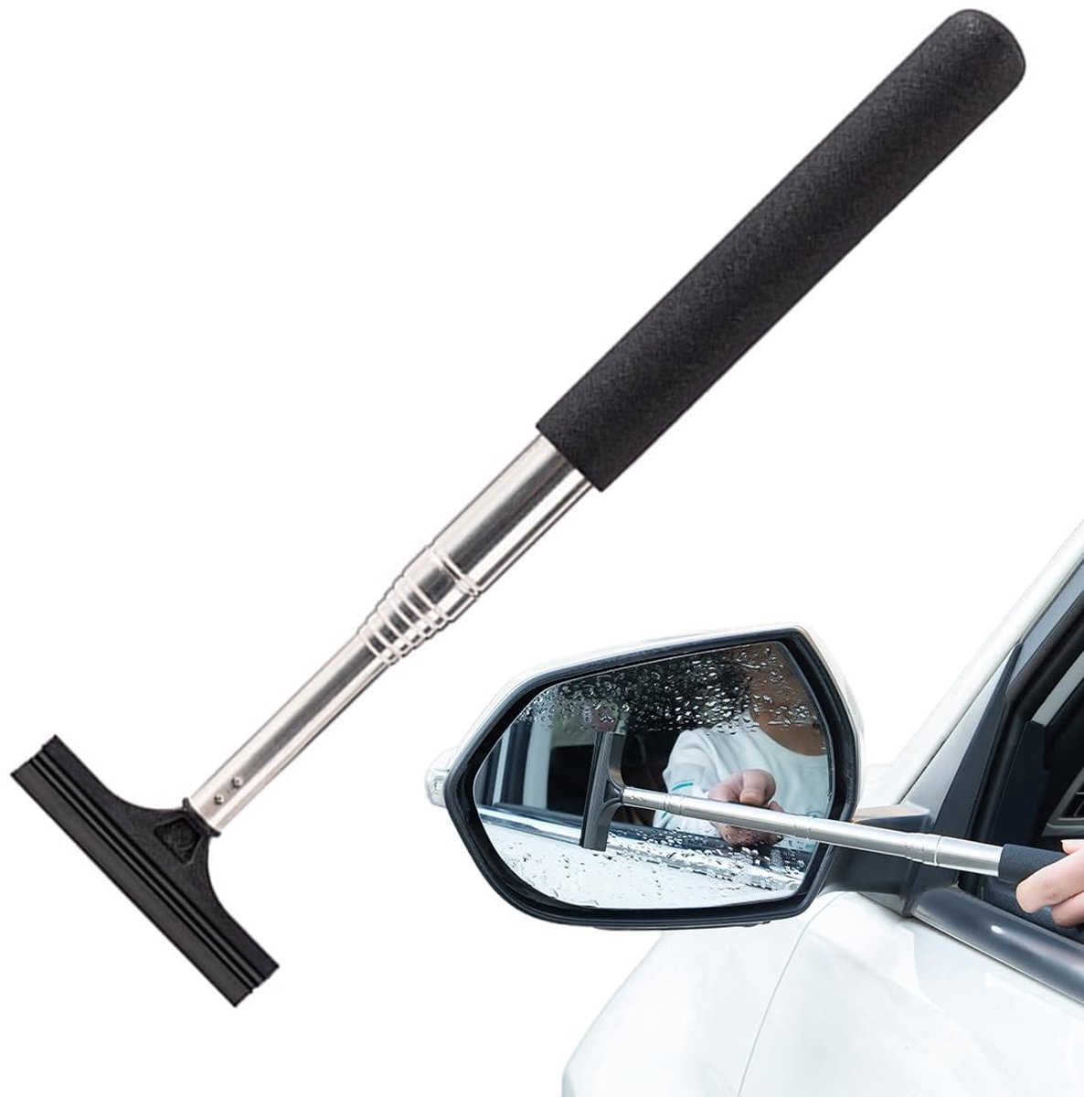 Dailygoods- Autospiegelverwijderaar Uittrekbaar Design - Draagbare Verwijderaar - Douche/Raamverwijderaar - Meerlaagse Borstelkop - Zachte Sponsgreep - Hoogwaardig Materiaal - Raamreiniger