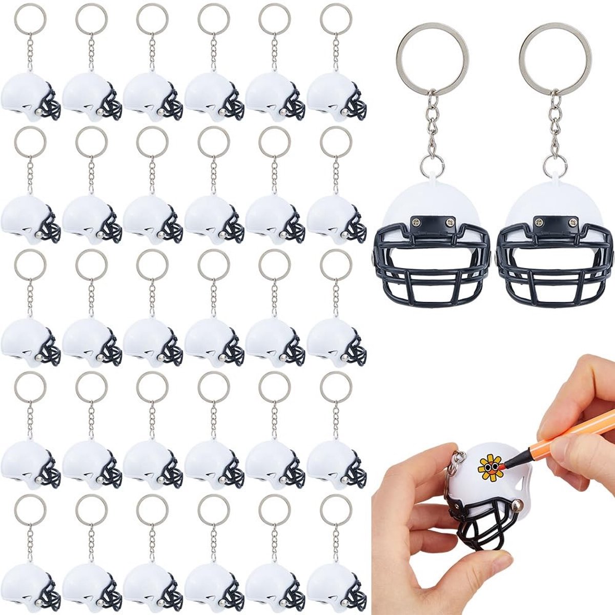 Dailygoods - Set van 35 Mini Rugbyhelm Sleutelhangers voor Sportliefhebbers