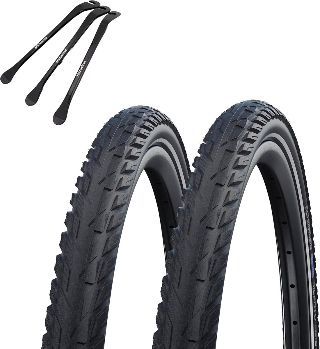 Fietsbanden set - Banden voor fiets - Veilige fietstochten - Met reflecterende strepen - 28 x 160 inch - Zwart