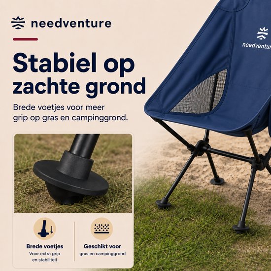 needventure® Campingstoel - Kampeerstoel - Strandstoel - Visstoel - Vouwstoel - Opvouwbaar - Inklapbaar - Lichtgewicht - Blauw van NEEDVENTURE® — afbeelding 5