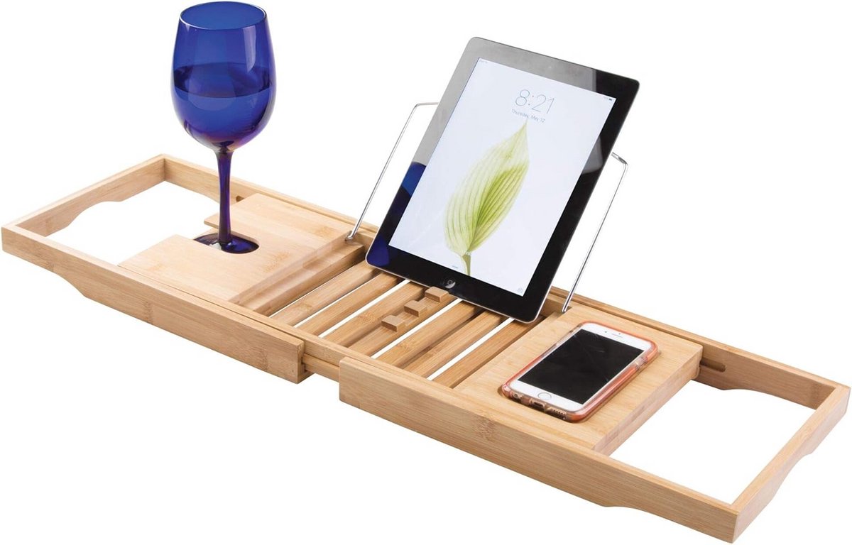 Badkuip Caddy - Bad Accessoire - Ontspannen in Bad - Uittrekbaar Ontwerp - 70 cm - Naturel