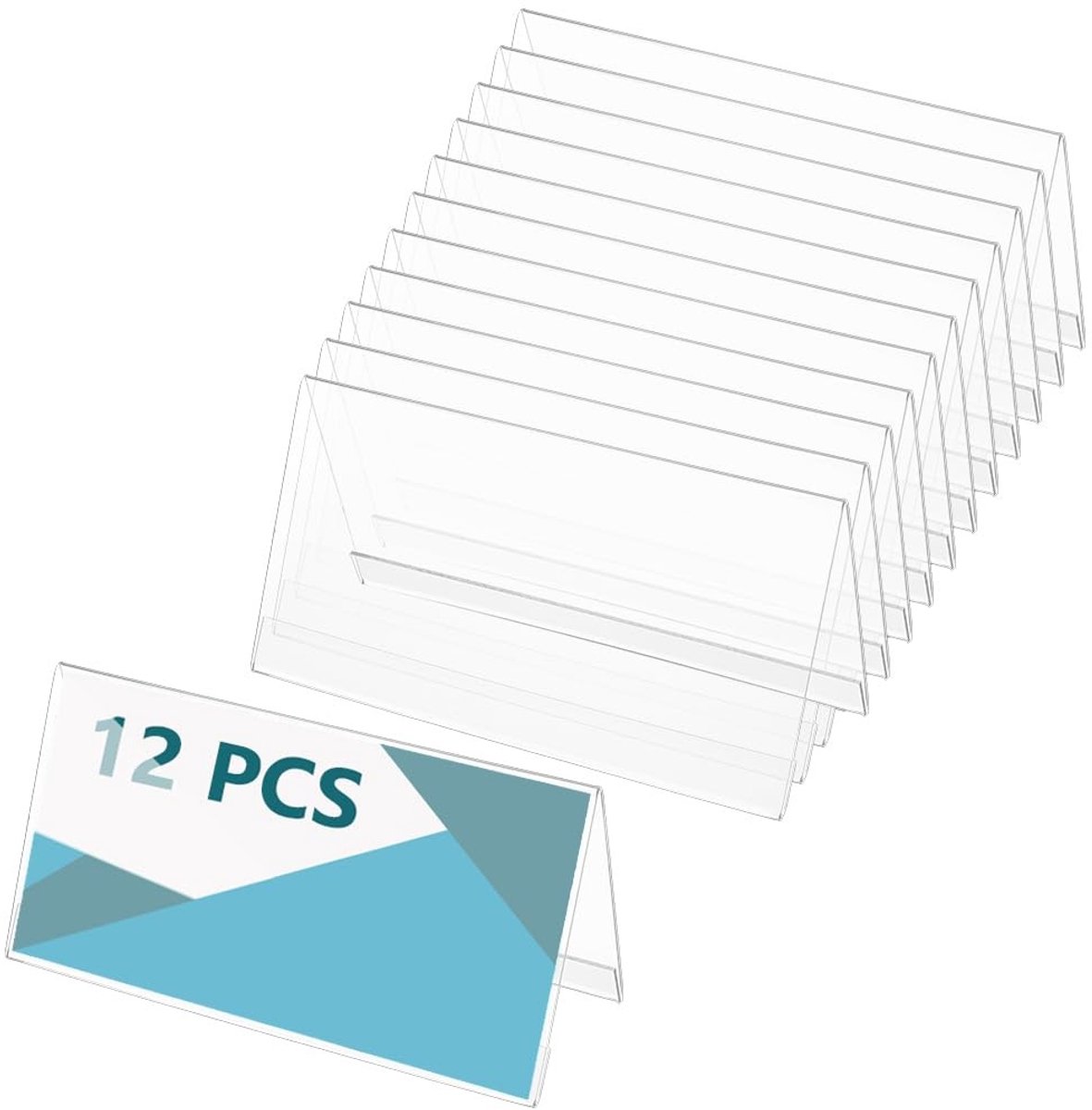 Dailygoods- Naambordje 12 Stuks - Bureaunaamplaathouder Transparant - 200 × 79 mm - Professioneel - Voor Kantoor/Conferenties - Gestandaardiseerde Evenementensfeer - Naamplaatje