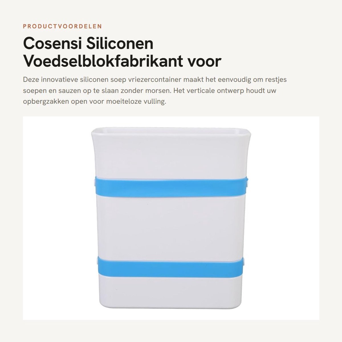 Dailygoods- Vriezercontainer Siliconen - Verticale Voedselopslag - Makkelijk te Vullen - 6 x 18,5 x 21,8 cm - Slimme Vries Technologie - Efficiënte Ruimtebesparing