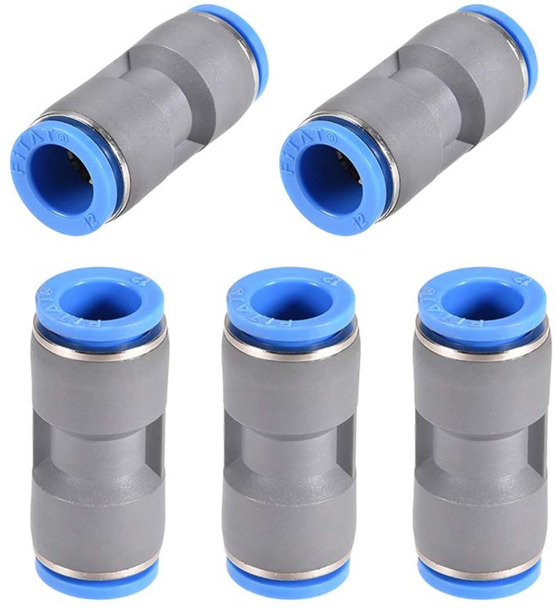 Dailygoods- Push Connector - 8mm Rechte Snelkoppeling - Kunststof Luchtfitting - Voor Luchtcompressor/Vacuümsysteem - 5 Stuks - Schokbestendig