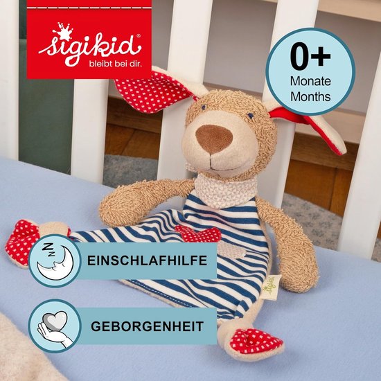 Knuffeldoek Hond - Knuffel - Baby Troosten - Zachte biologische stof - 28 cm - Blauw Wit — afbeelding 5