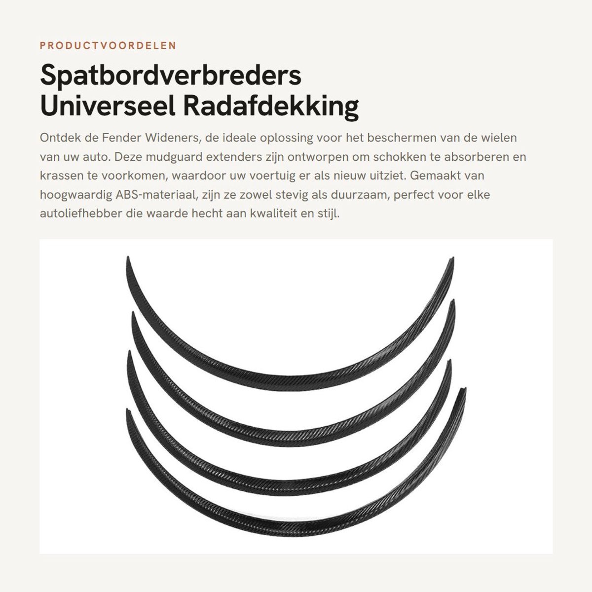Dailygoods- Spatbordverbreders Universeel - Radafdekking - Wenkbrauw - Hoogwaardige ABS - Eenvoudige installatie - Schokabsorberend - Wielkastverbreders