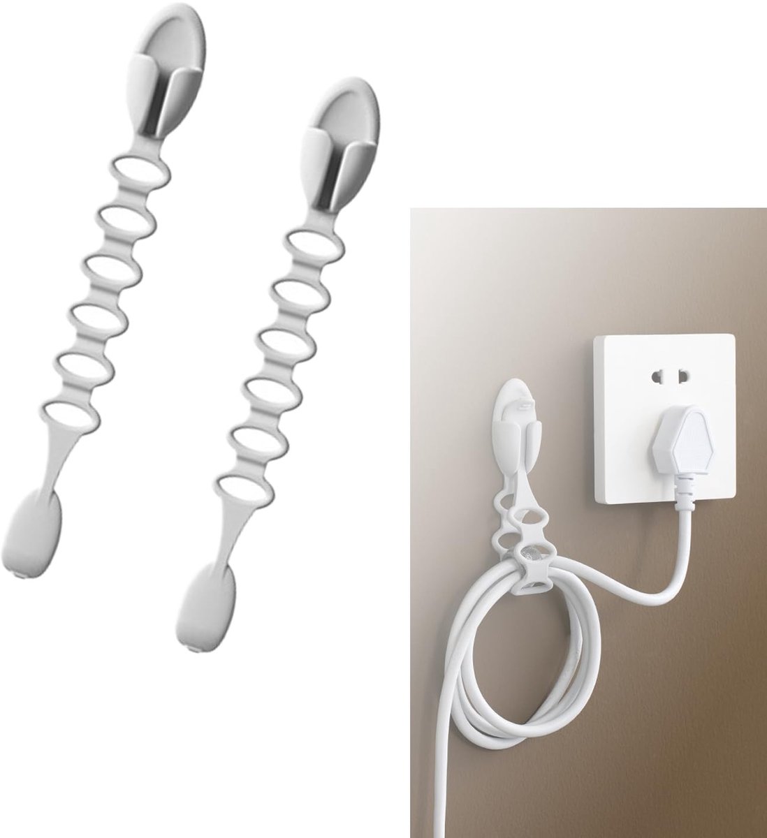 Dailygoods - Set van 2 Zelfklevende Siliconen Kabelorganizers voor Thuis en Kantoor