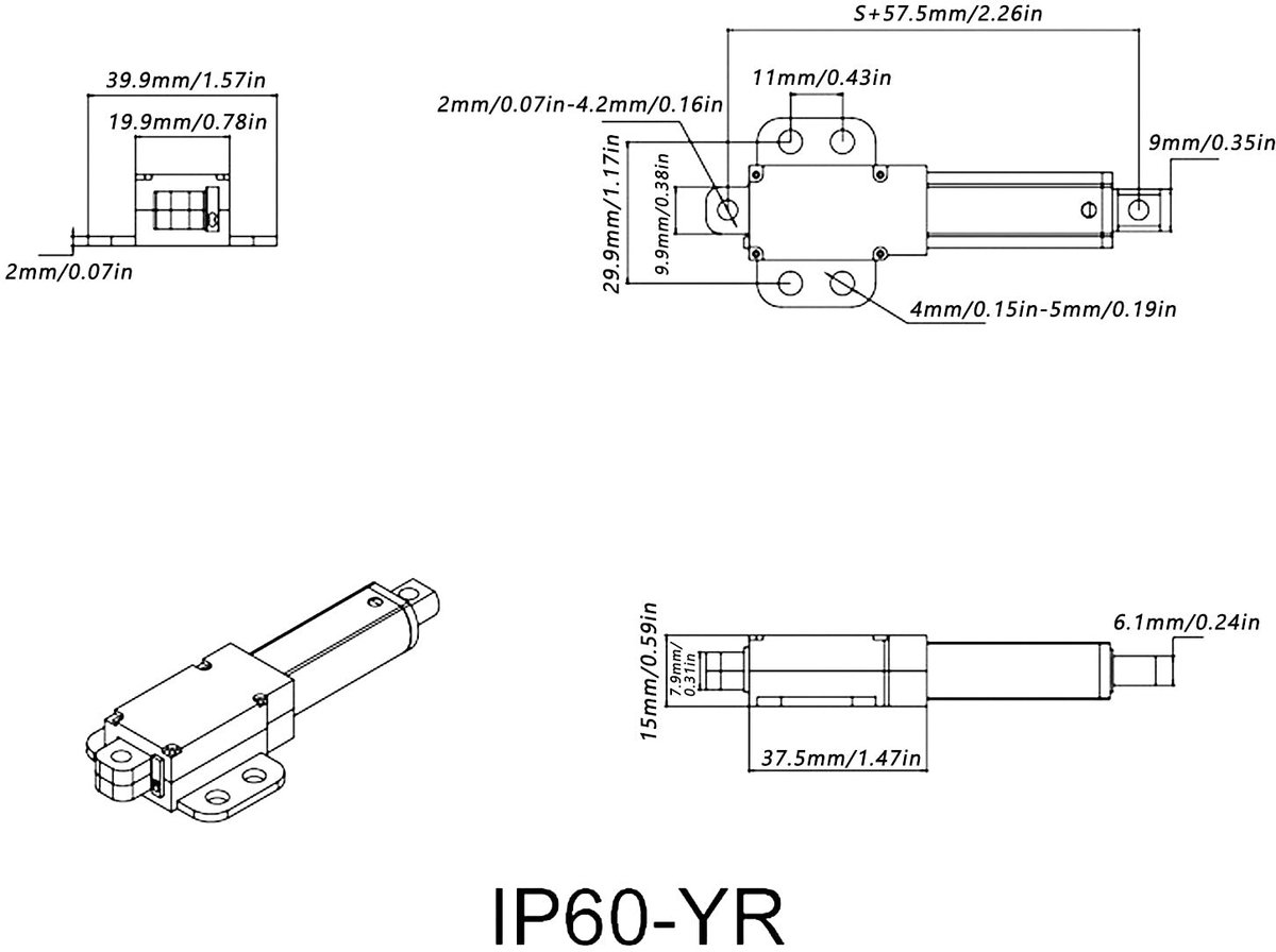 Dailygoods - 100mm Lineaire Actuator - Geluidsarm - Kortsluitbeveiliging - Mini Elektrisch - 150N Kracht - Ideaal voor Automatisering - Compact formaat