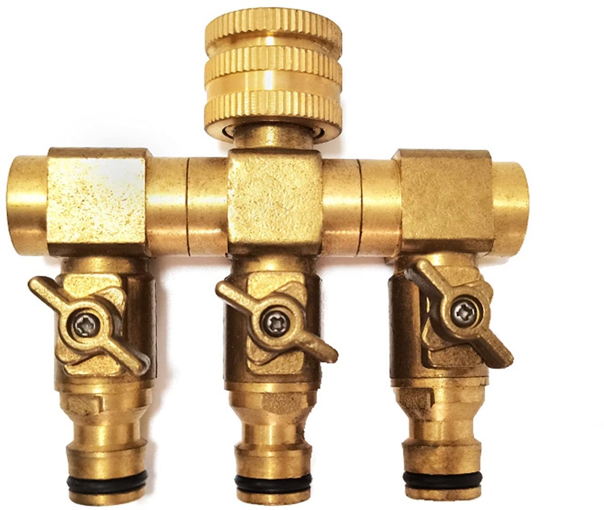 Dailygoods - Waterverdeler - Tuinslang Splitser - 3-weg Ventiel - 3/4" Messing Schroefdraad - Geschikt voor Buiten en Binnen - Slangconnectoren