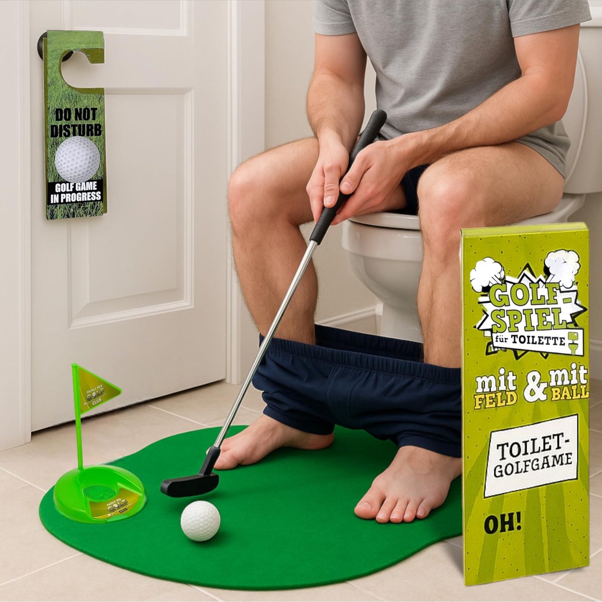 Dailygoods- Toiletspel met golfset - Wc-spel - Badkamerspel - Mannencadeau - Ontspanning en entertainment - Perfect voor multitasking