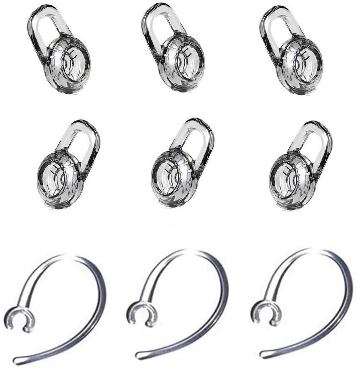 Dailygoods - Vervangende Gel Oordopjes en Oorhaak - Comfortabel en Geluidsisolerend - Medium Formaat - Geschikt voor Plantronics Headsets - 6 Oordopje...