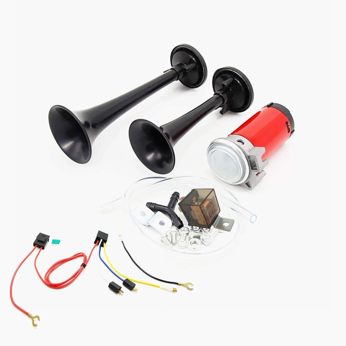 Dailygoods- Luchthoorn 135dB - Dubbele Trompet - Compressor - 12V Voertuigen - Vrachtwagen/SUV - Eenvoudig te Installeren - Autohoorn