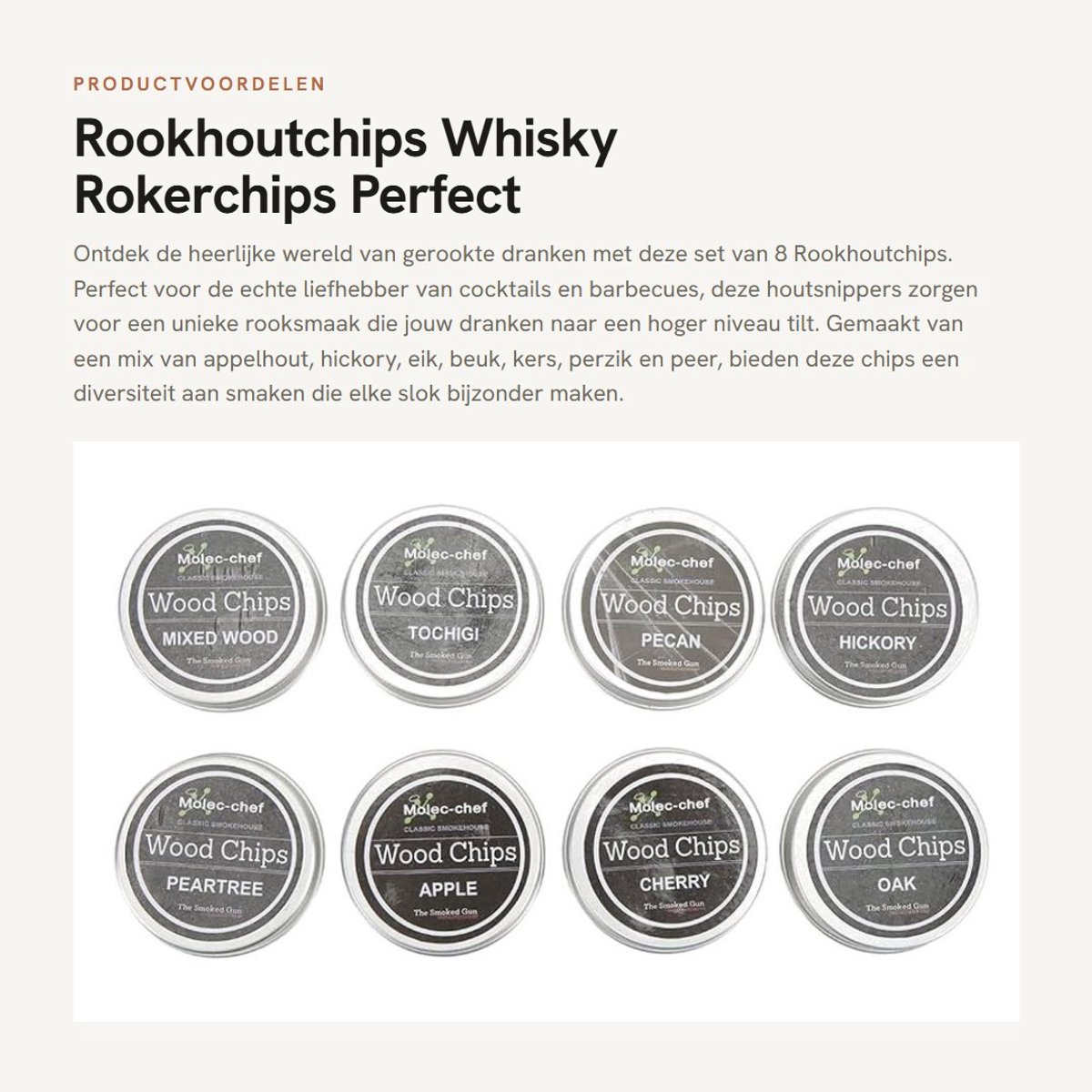 Dailygoods- Rokerchips 8 Stuks - Whisky Hout Rookchips - Rookhout Snippers - Rookhout Appel - Rookhout Eik - Eenvoudig te gebruiken