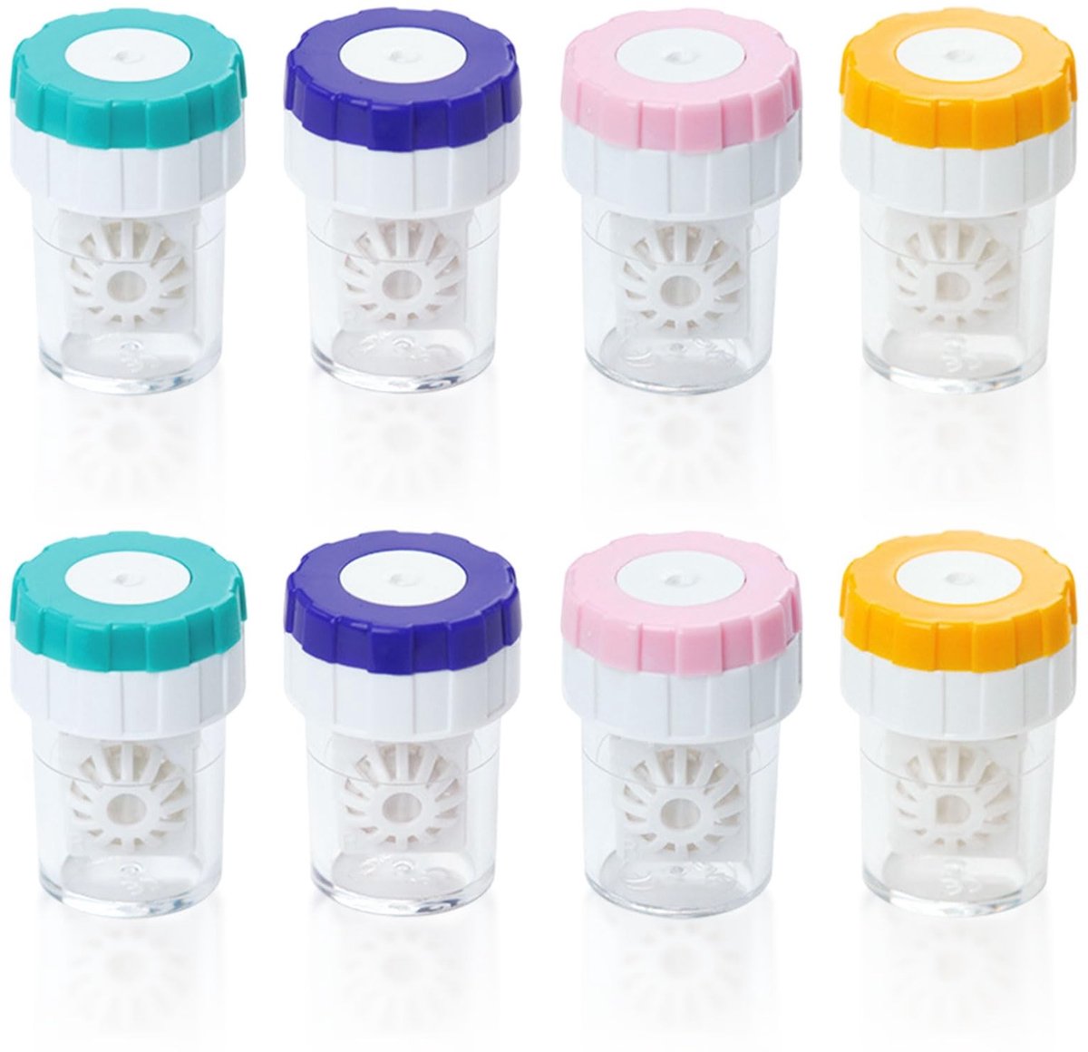 Dailygoods- Reinigingsdoos 8 Stuks - Handmatige Contactlenzenreiniger - Draagbaar - Draaibaar - Reinigingscontainer - Premium Materiaal - Contactlenshouder