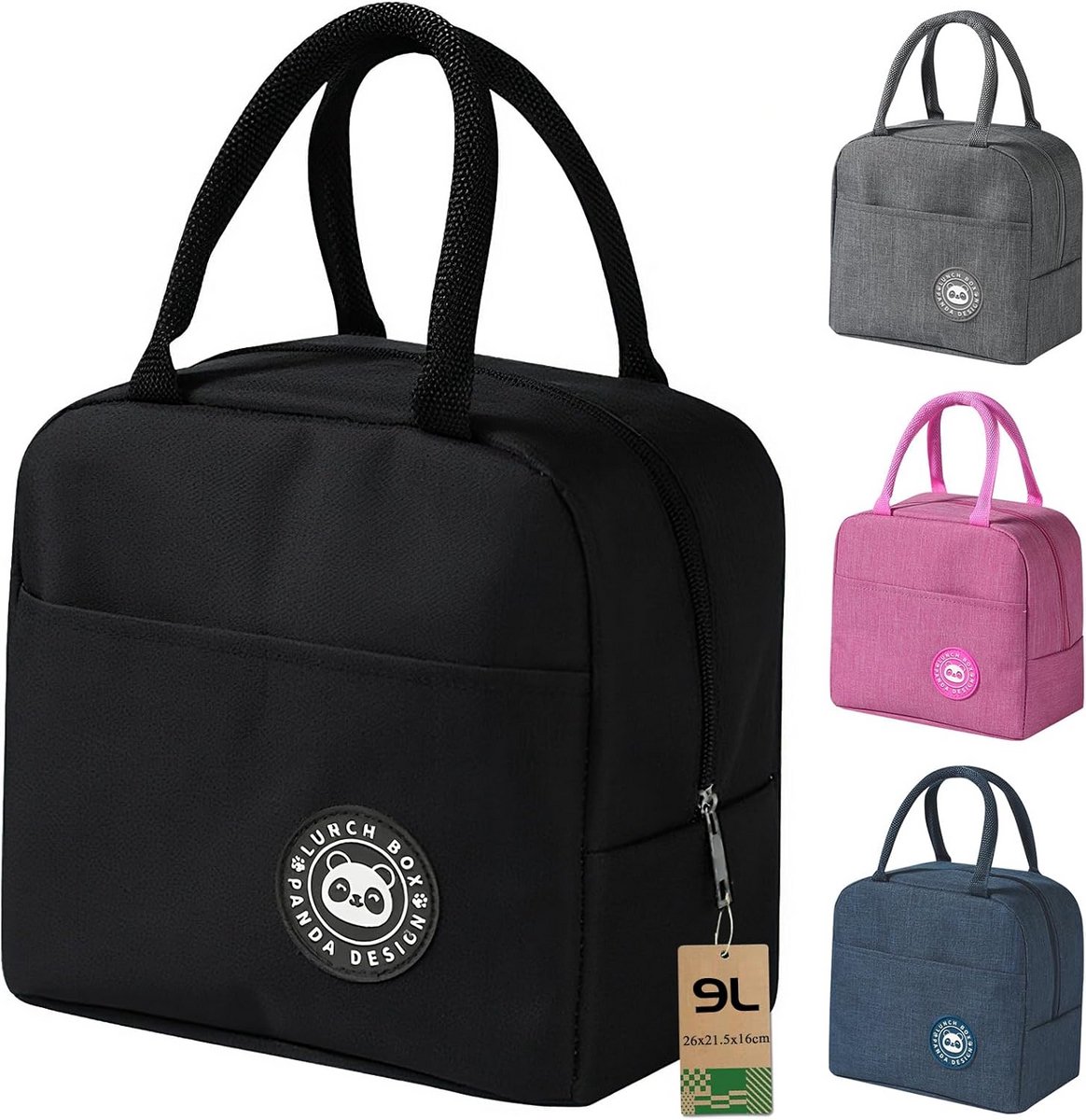 Koeltas Klein - Lunchtas Geïsoleerd - Eten Vers Houden - Waterdicht Oxford Stof - 9 Liter - Zwart
