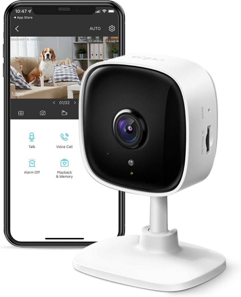 Beveiligingscamera - Wooncamera WiFi - Huisbewaking - Bewegingsdetectie - 1080p HD - Wit
