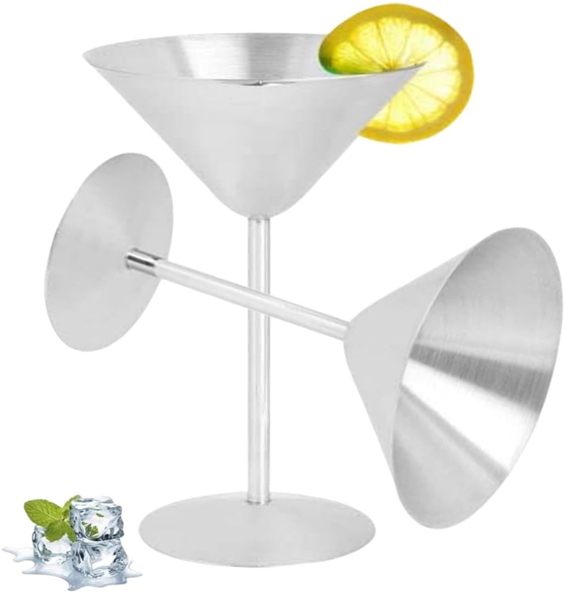 Dailygoods- Cocktailglazen 2 Stuks - Roestvrijstalen Onbreekbaar - Vaatwasmachinebestendig - Draagbaar - Voor Binnen/Buiten - Modern Ontwerp - Wijnglazen