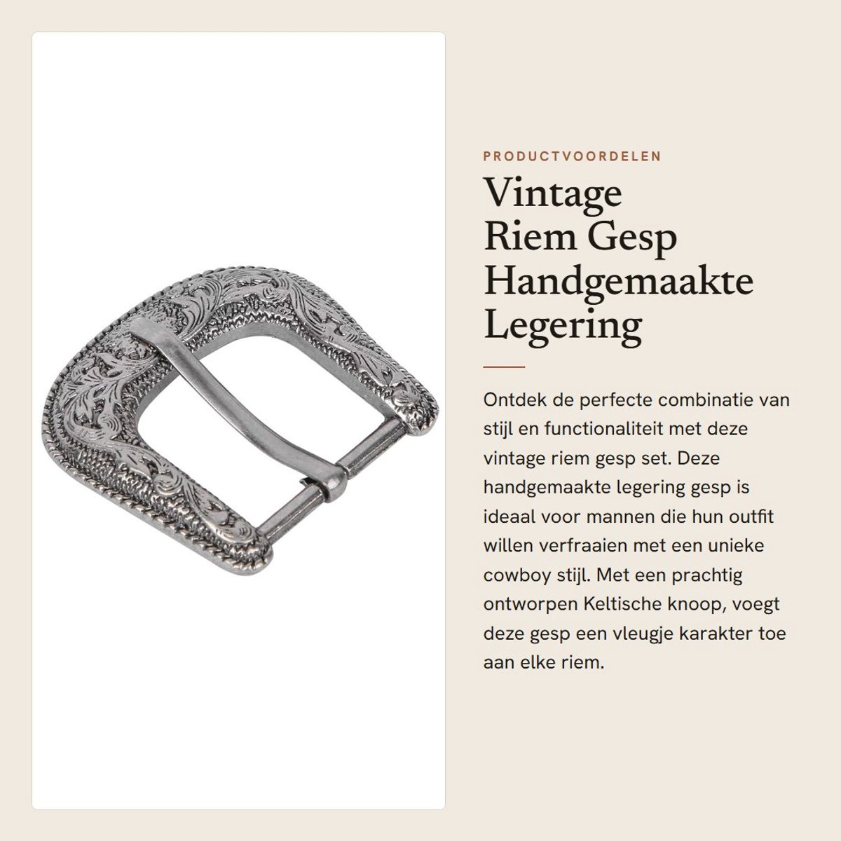 Dailygoods- Riemgesp Handgemaakt - Riemgespset - Legering - Keltische Knoop - Retro Ontwerp - Voor Mannen - 100% Gloednieuw - Cowboygesp