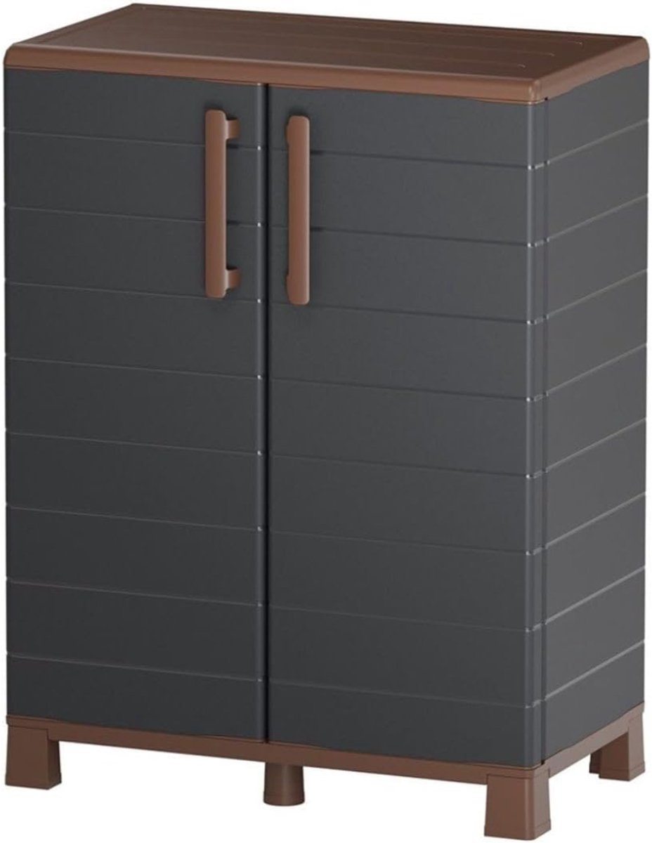 QUOVO® Tuinkast Kunststof - Tuinkast - Tuinkist - Grijs - 68cm x 37cm x 90cm