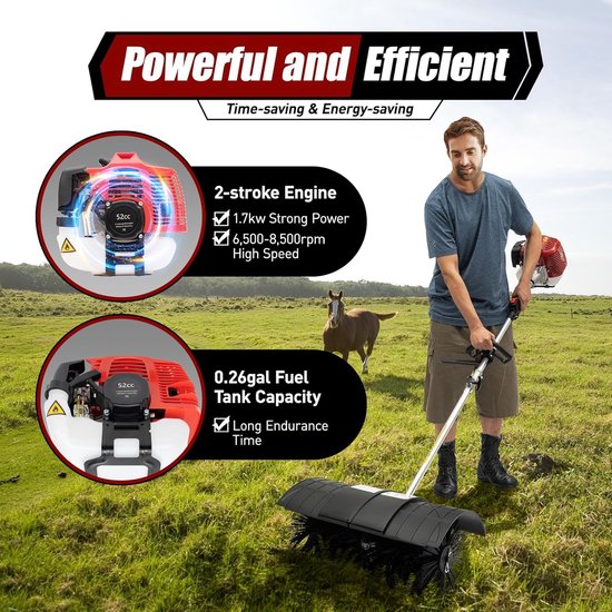 Motorbezem - Veegmachine Benzine - Buitenonderhoud - Krachtige 23 pk motor - 58 cm veegbreedte - Niet gespecificeerd — afbeelding 5