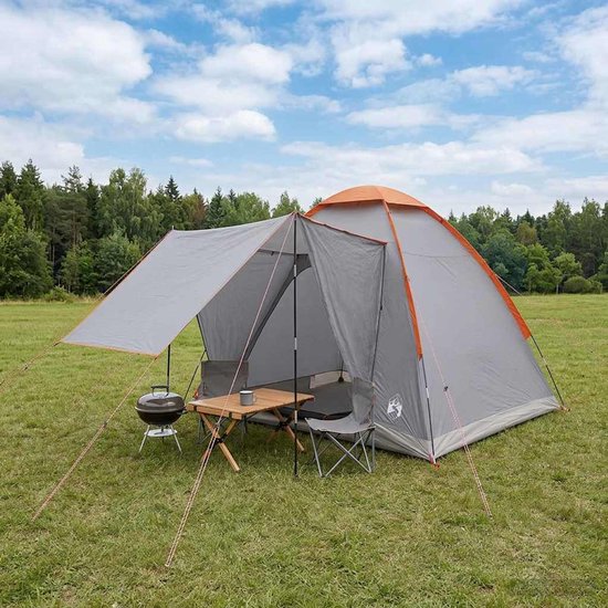 vidaXL - Kamperen - tent - Grijs - en - Oranje - 2-persoons - Polyester - en - Staal van Vidaxl — afbeelding 3
