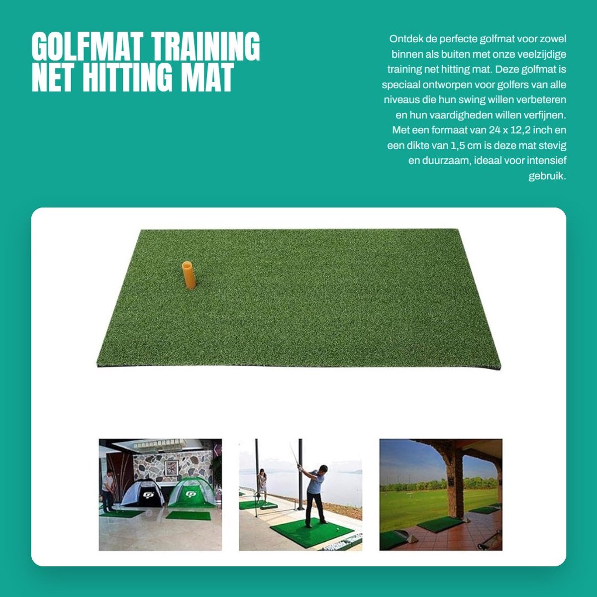 Dailygoods- Golfmat 24 x 12,2 x 1,5 cm - Oefenmatje Fitness - Indoor/Outdoor Training - Duurzaam - Antivervaging - Opvouwbaar - Oefenmat