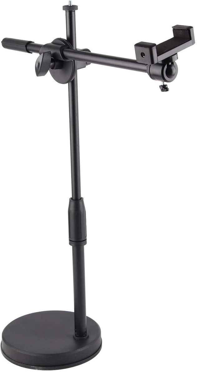 Dailygoods- Telefoonhouder 360° draaibaar - Flexibele Houder - Duurzame Metalen Basis - Antislip - Voor Tafelfotografie - Lage Hoek Opname - Smartphonehouder