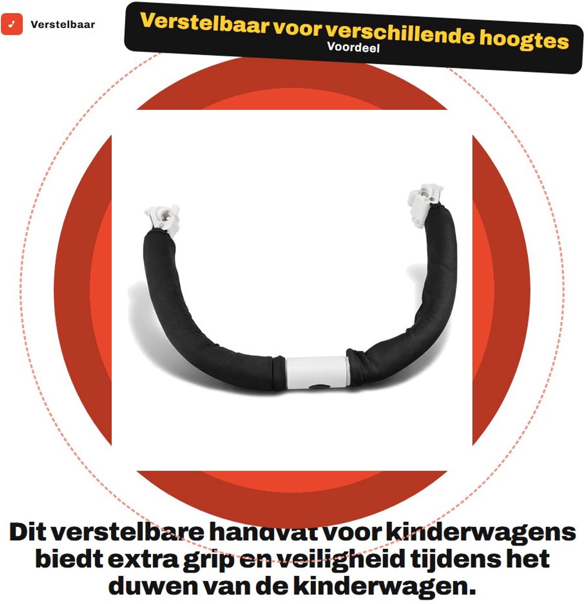 Dailygoods- Bumperbar Verstelbaar - Kinderwagen Accessoires - Handvat - Grip - Armsteun - Veiligheidsfunctie - Kinderwagenaccessoire
