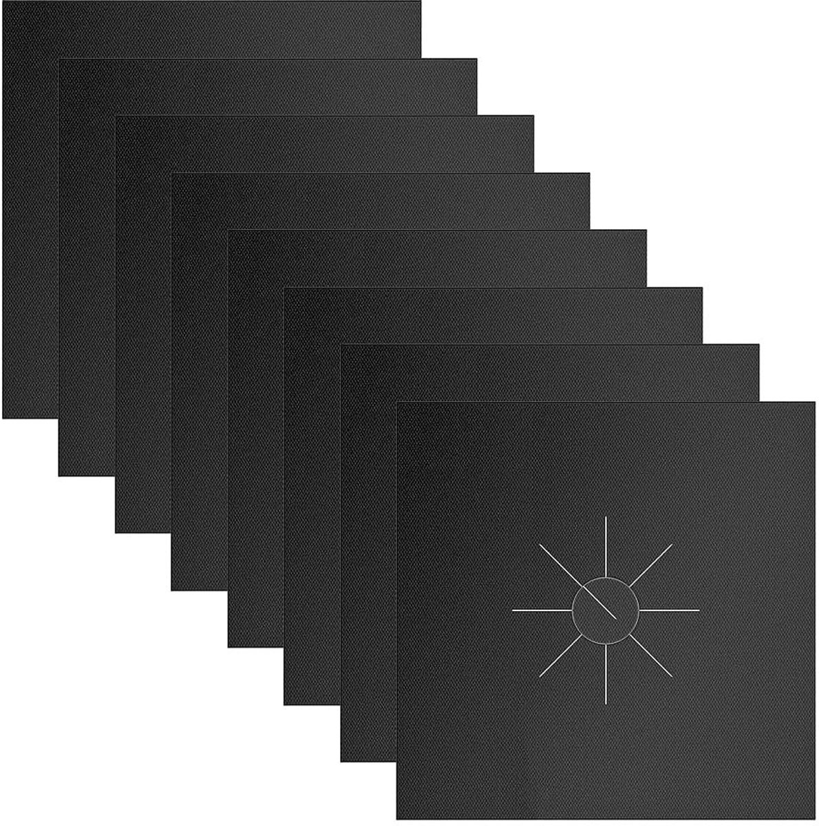 Dailygoods- Kookplaatbeschermer 8-delig - Hittebestendig - Antiaanbaklaag - Flexibel - Corrosiebestendig - Temperatuur tot 260°C - Branders