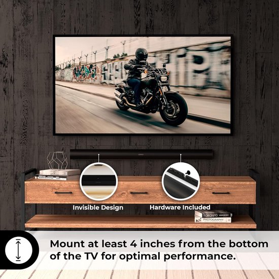 Muurbeugel Soundbar - Houder Speaker - Geluid Optimaliseren - Verborgen Ontwerp - 45.39 x 3.4 x 6.1 cm - Wit — afbeelding 5