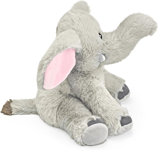 Speelgoedolifant - Pluche dier - Knuffelen en opwarmen - Magnetronbestendig - 21 x 23 x 17 cm - Grijs — afbeelding 2