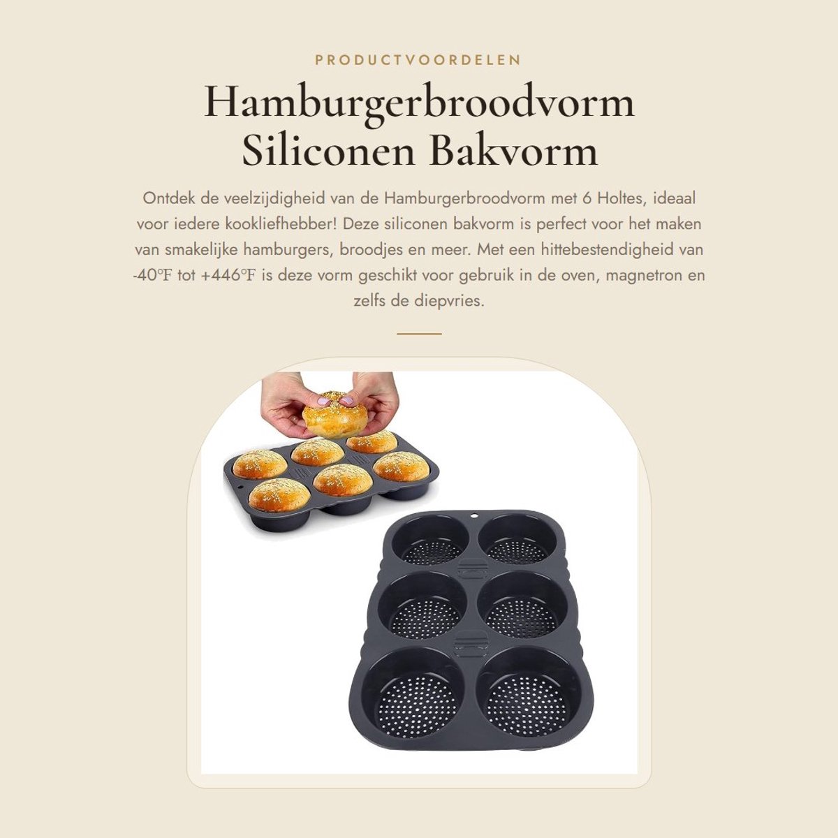 Dailygoods- Hamburgerbroodvorm 6 Holtes - Siliconen Bakvorm - Opvouwbaar - Hittebestendig - Herbruikbaar - Vaatwasserbestendig