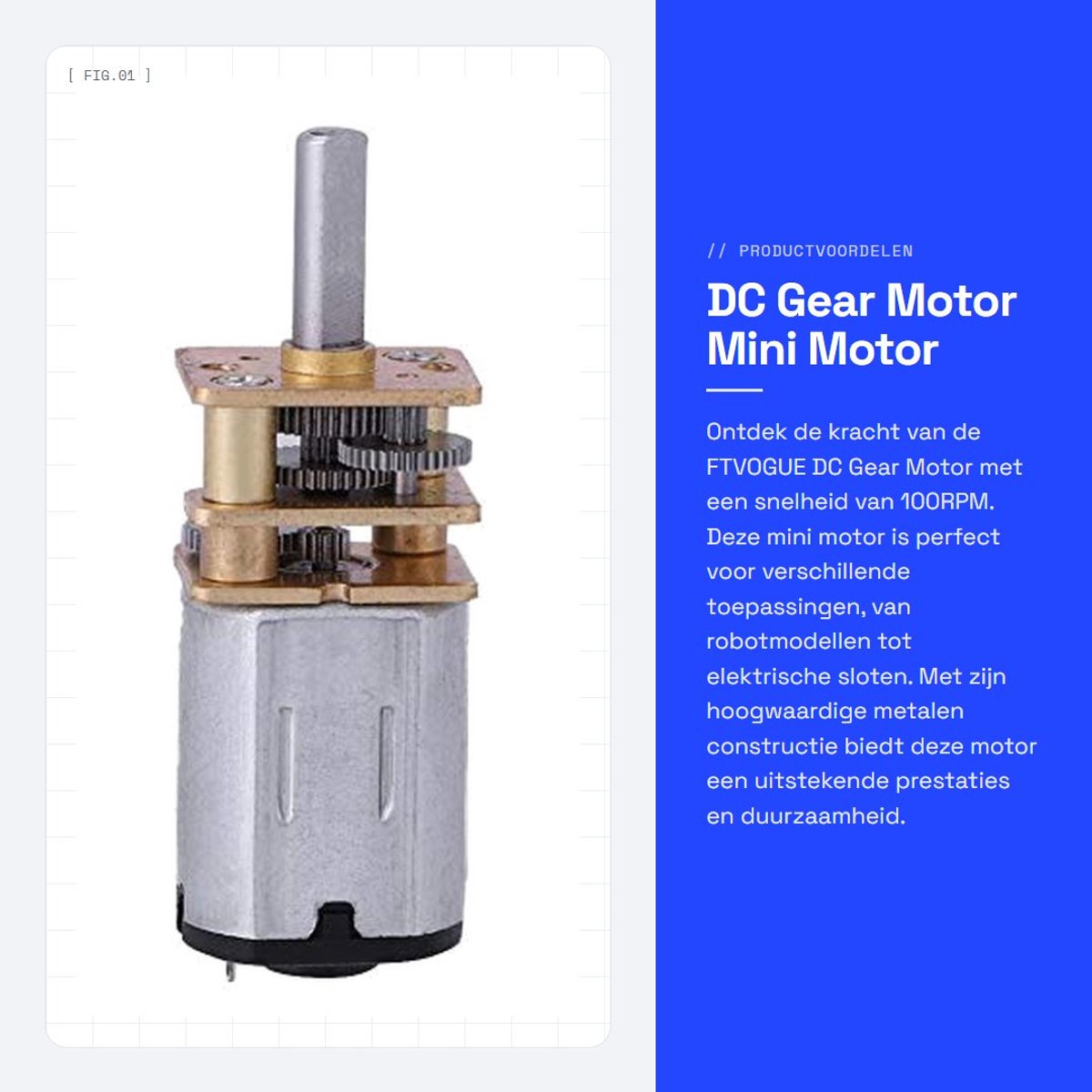 Dailygoods - DC Gear Motor - Mini Motor - Ideaal voor DIY Projecten - Compact formaat - Robotmodellen - Geschikt voor diverse toepassingen - Krachtige...