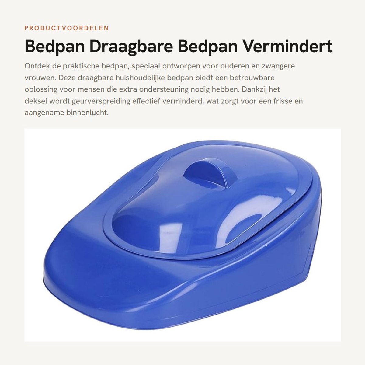 Dailygoods- Bedpan met Deksel - Draagbare Bedpan - Ergonomische Handgreep - Gladde Oppervlak - Hoge Capaciteit - Vermindert Geurverspreiding - Toiletpan