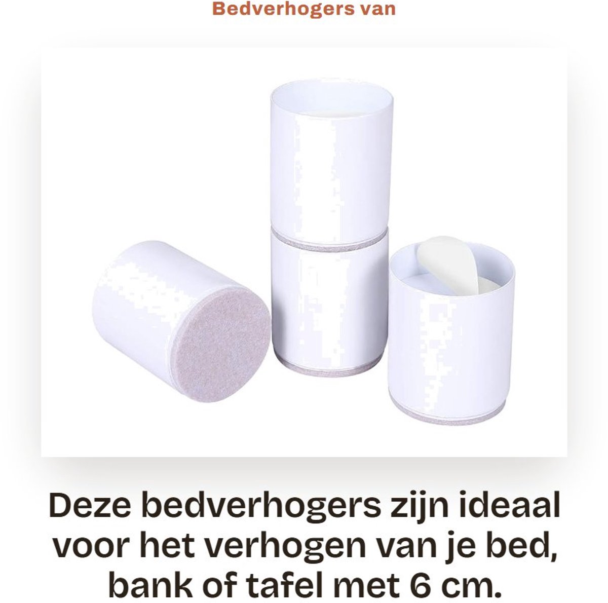Dailygoods- Bedverhogers 6 cm - Zware Meubelverhogers - Set van 4 - Antislip - Viltkussen - Bescherming voor Vloeren