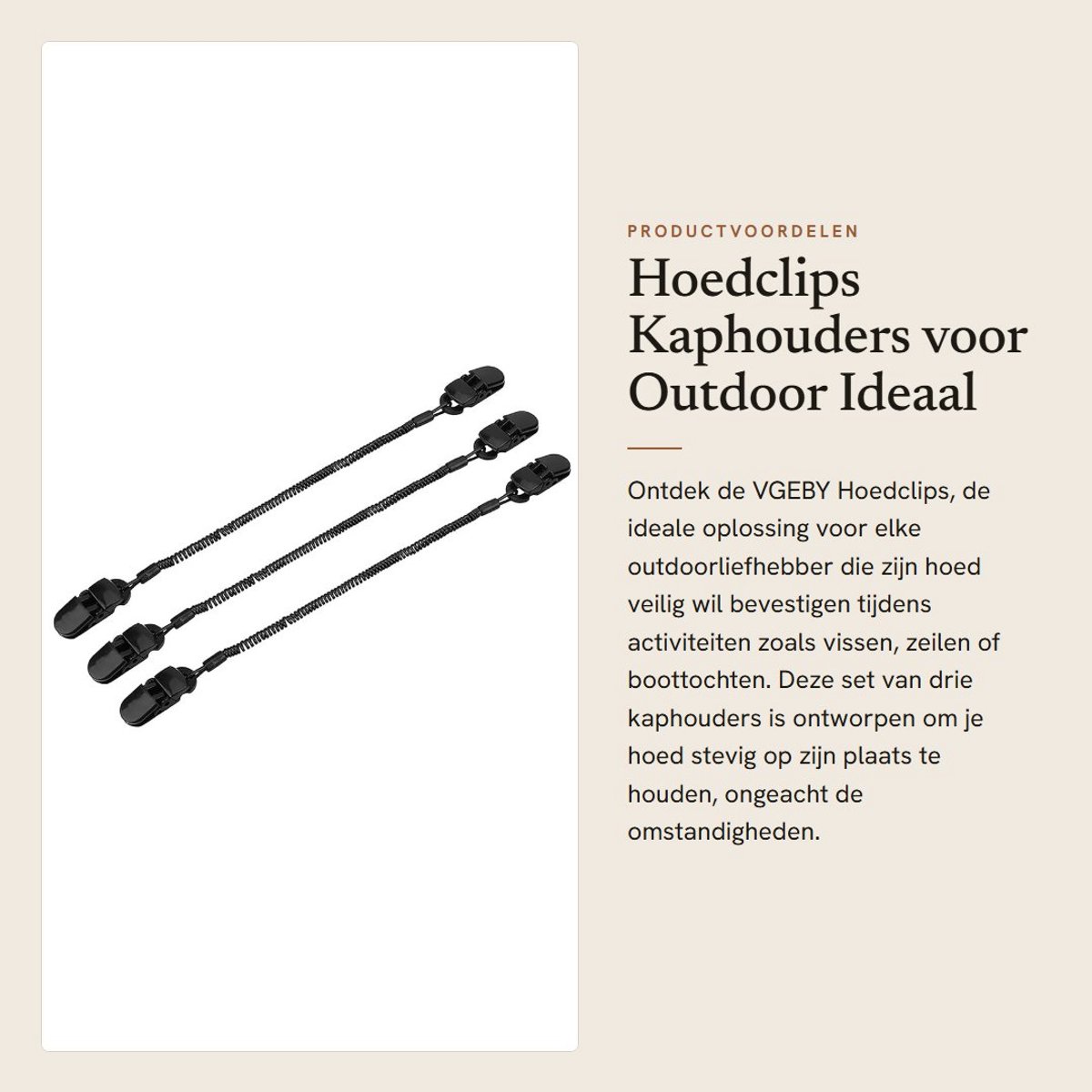 Dailygoods- Hoedclips Set van 3 - Kaphouders - Krokodillenklemmen - Spiraalkabel - Intrekbaar - Max. treklengte 38 cm
