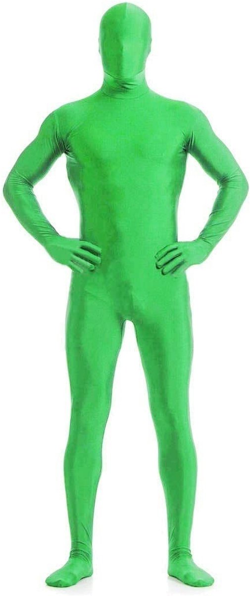 Dailygoods- Bodysuit Groen - Full Body Pak - Kostuum Volwassenen - Chroma Jumpsuit - Maat S - Ademend met Rits