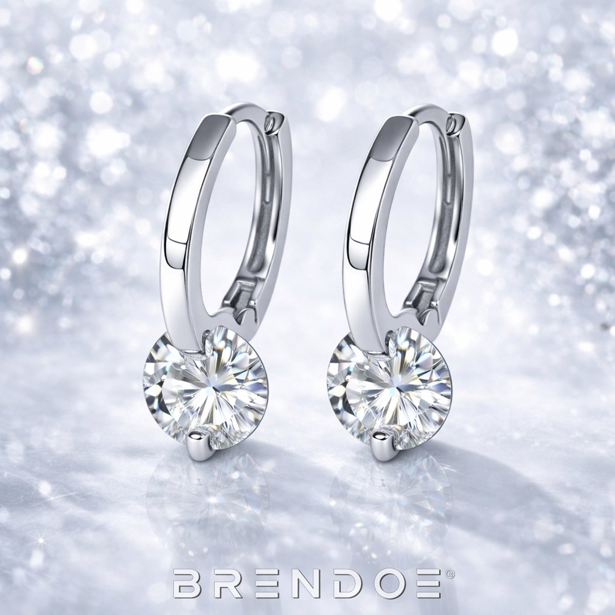 Brendoe Oorringen Dames – 925 Sterling Zilver Oorbellen met Zirkonia – Zilverkleurig – Kleine Oorbel Ring – Nikkelvrij