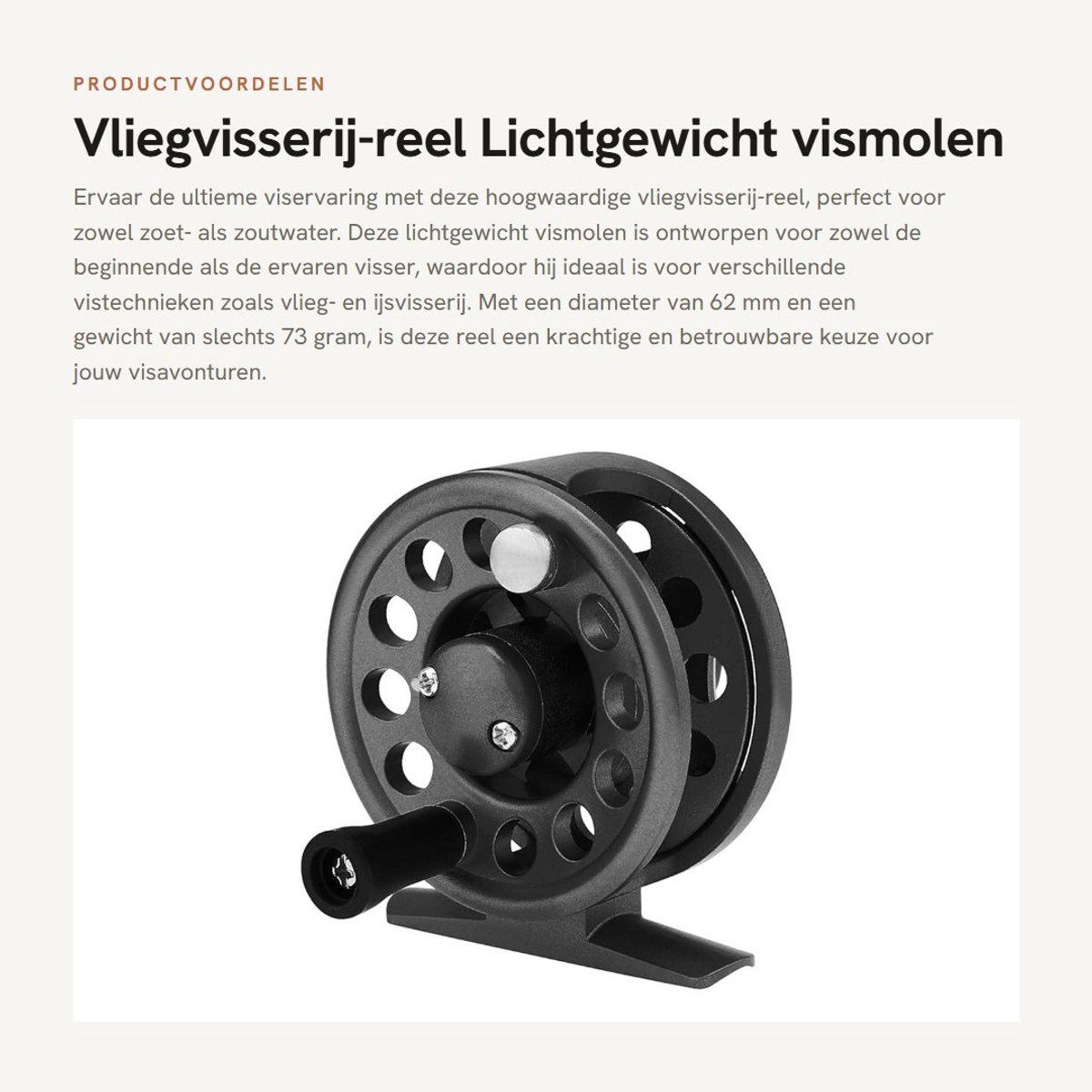 Dailygoods- Vliegvisserij-reel Lichtgewicht - IJsvisserij-reel - Krachtige Rollen - 62 mm Diameter - 73G Gewicht - 3#/105m Lijncapaciteit - Visreel