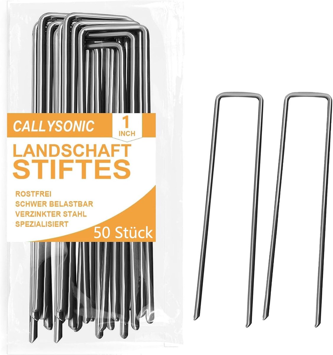 Dailygoods- Grondankers 50 Stuks - Roestvrij Staal - Haringen/Tentharingen - Voor Tuinvlies/Onkruidvlies - U-vormige Grondhaken - 150/200 mm x 40 mm x Ø 2,5 mm