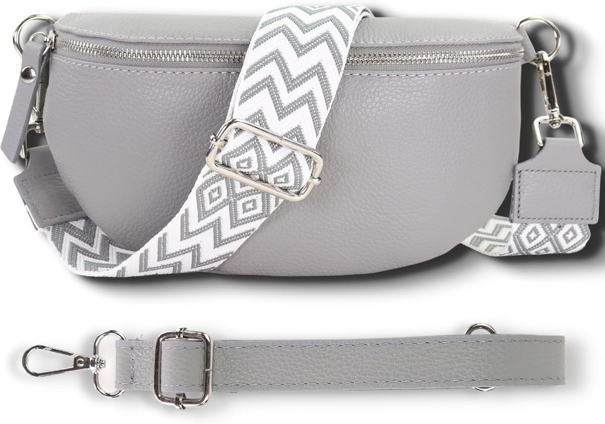 Heuptas Dames - Crossbody Tas - Casual Gebruik - Echt Leer - 30 x 20 cm - Zwart